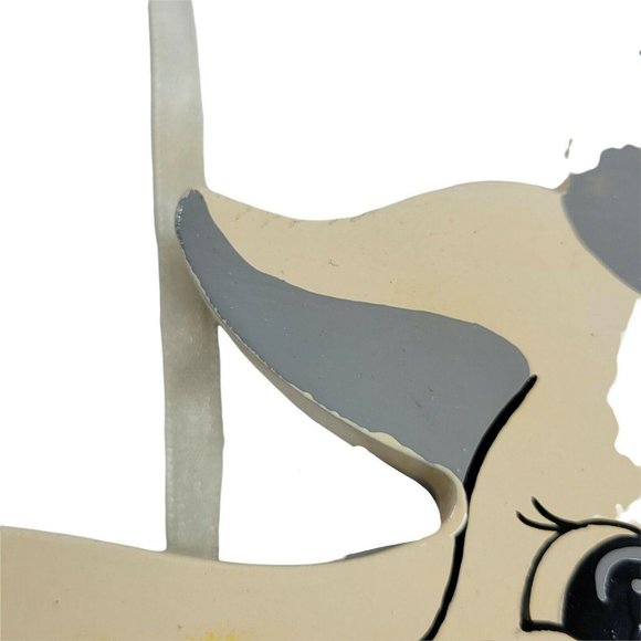 Folk Art Smiling Wooden Cow Toy Heart Pull 8" Length Off White Gray - Picture 9 of 9